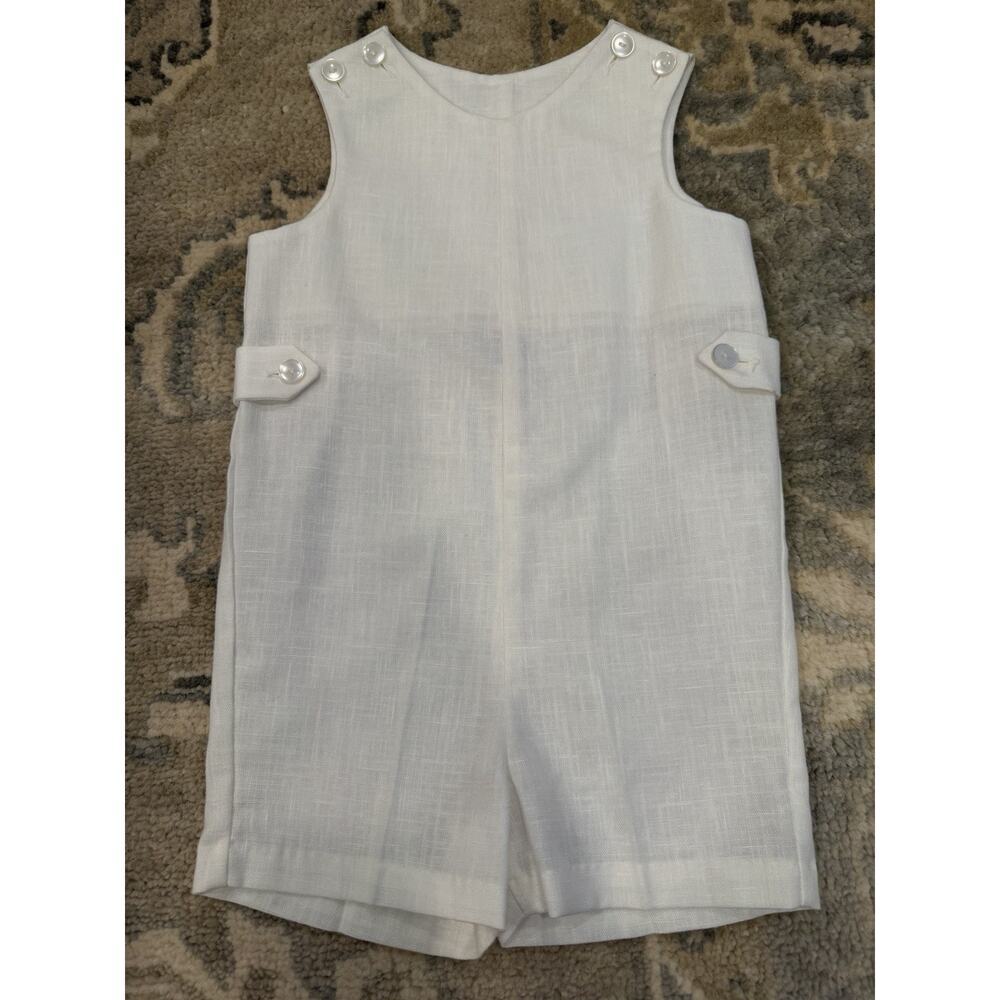 Vintage IMP Originals Linen White Jon Jon Shortall Romper Sz 4 USA Made NEW